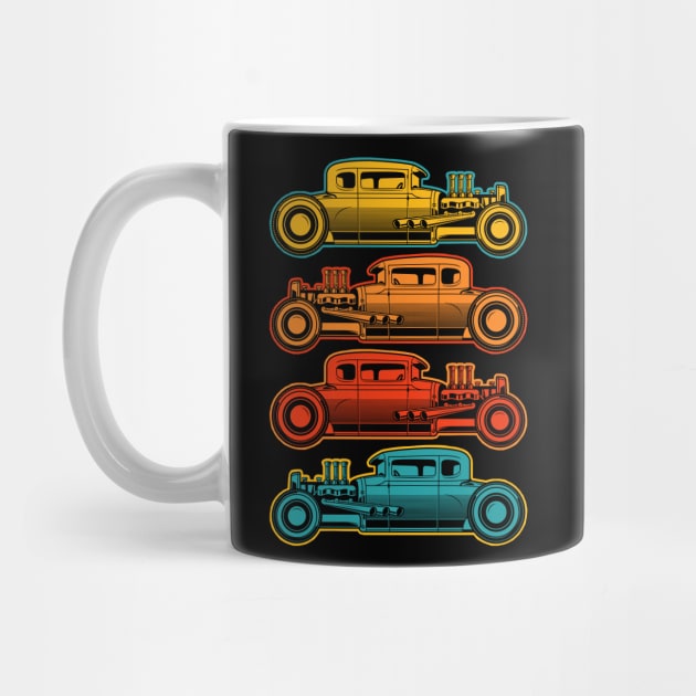 Vintage Colored Cars Hot Rods by RadStar